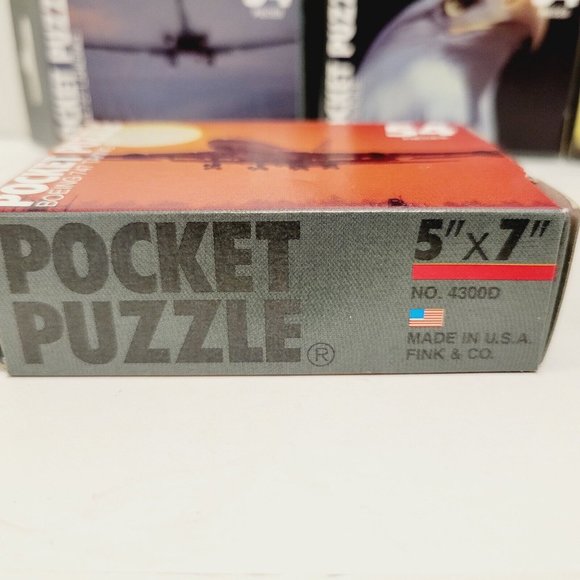 5 Mix Lot Pocket Jigsaw Puzzles Chicago Boeing 747 Bald Eagle Airplanes USA Made - Picture 5 of 5